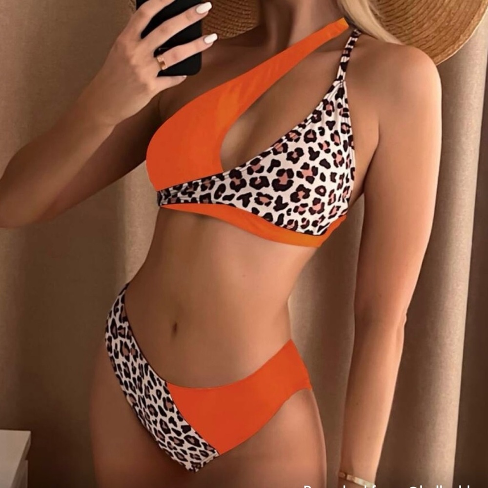Leopard Print and Orange Women's Bikini